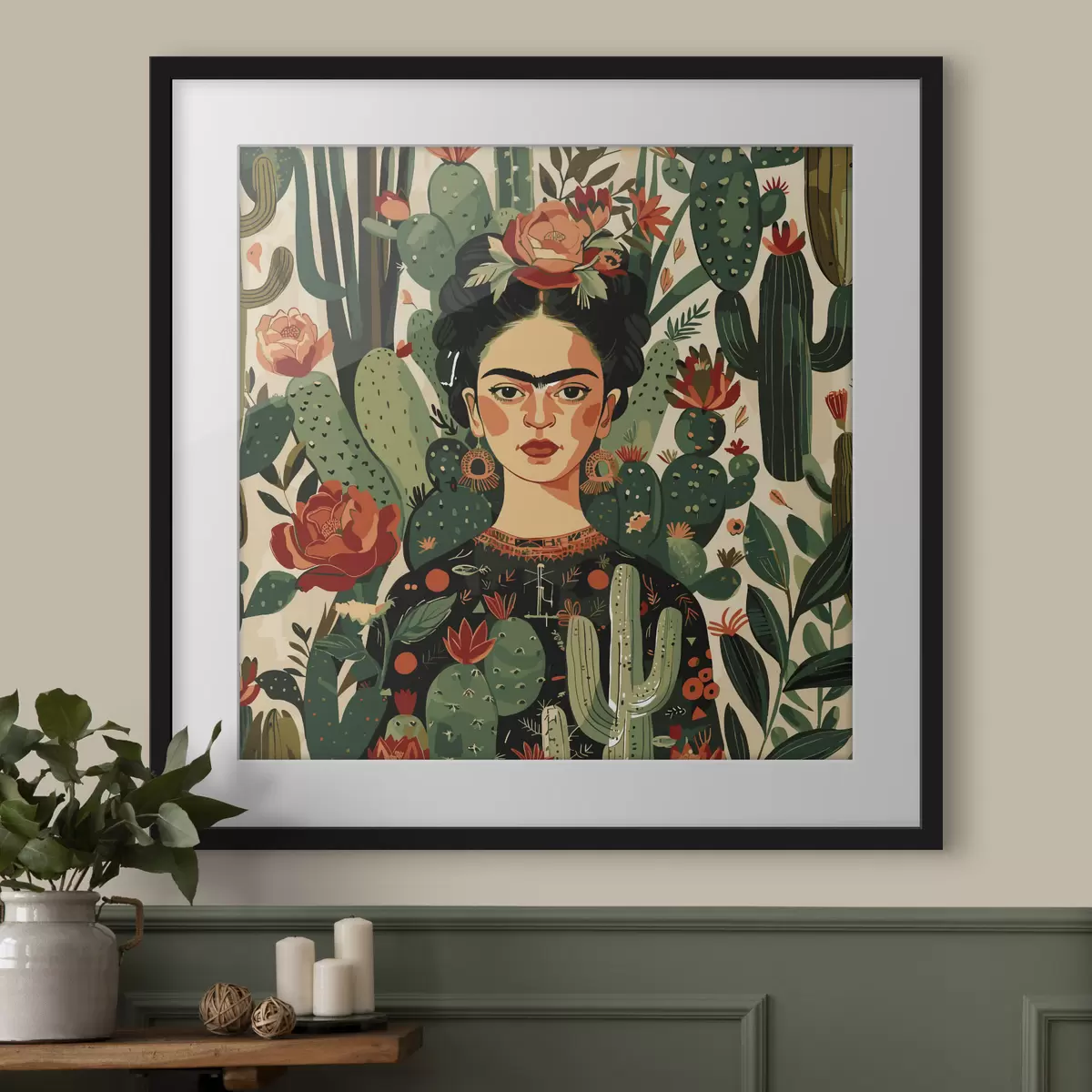 Poster Frida parmi les cactus f38415