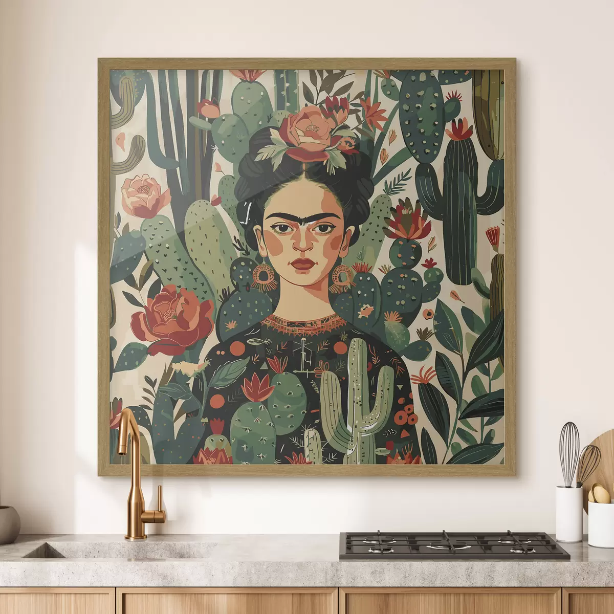 Poster Frida parmi les cactus f38415