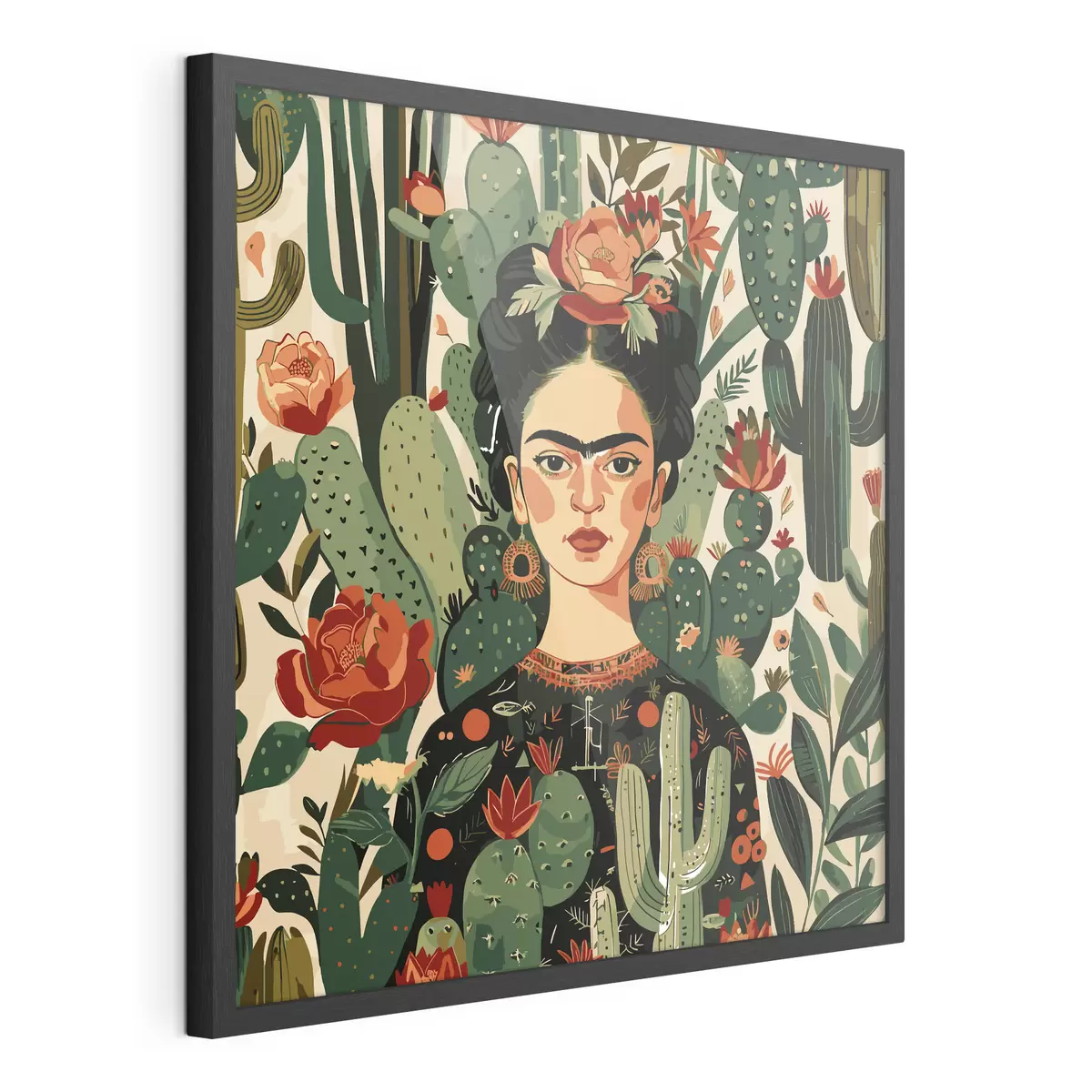 Poster Frida parmi les cactus f38415
