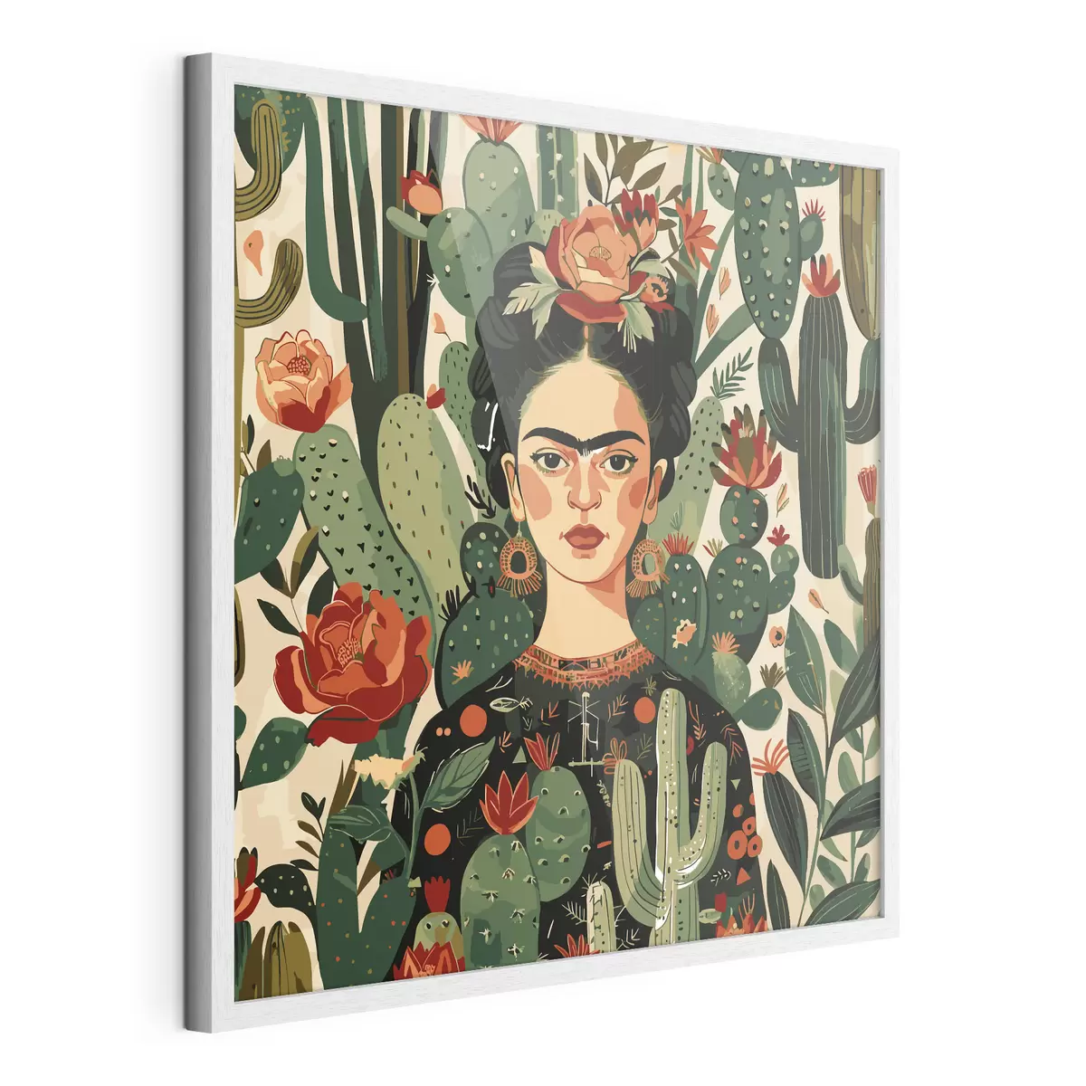 Poster Frida parmi les cactus f38415