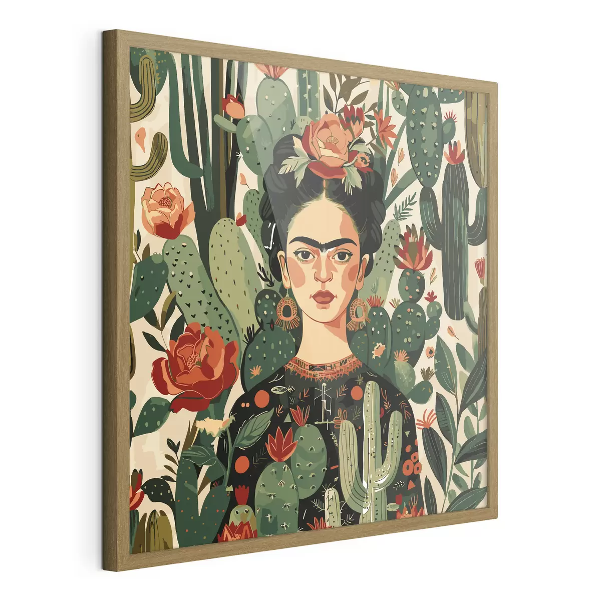 Poster Frida parmi les cactus f38415