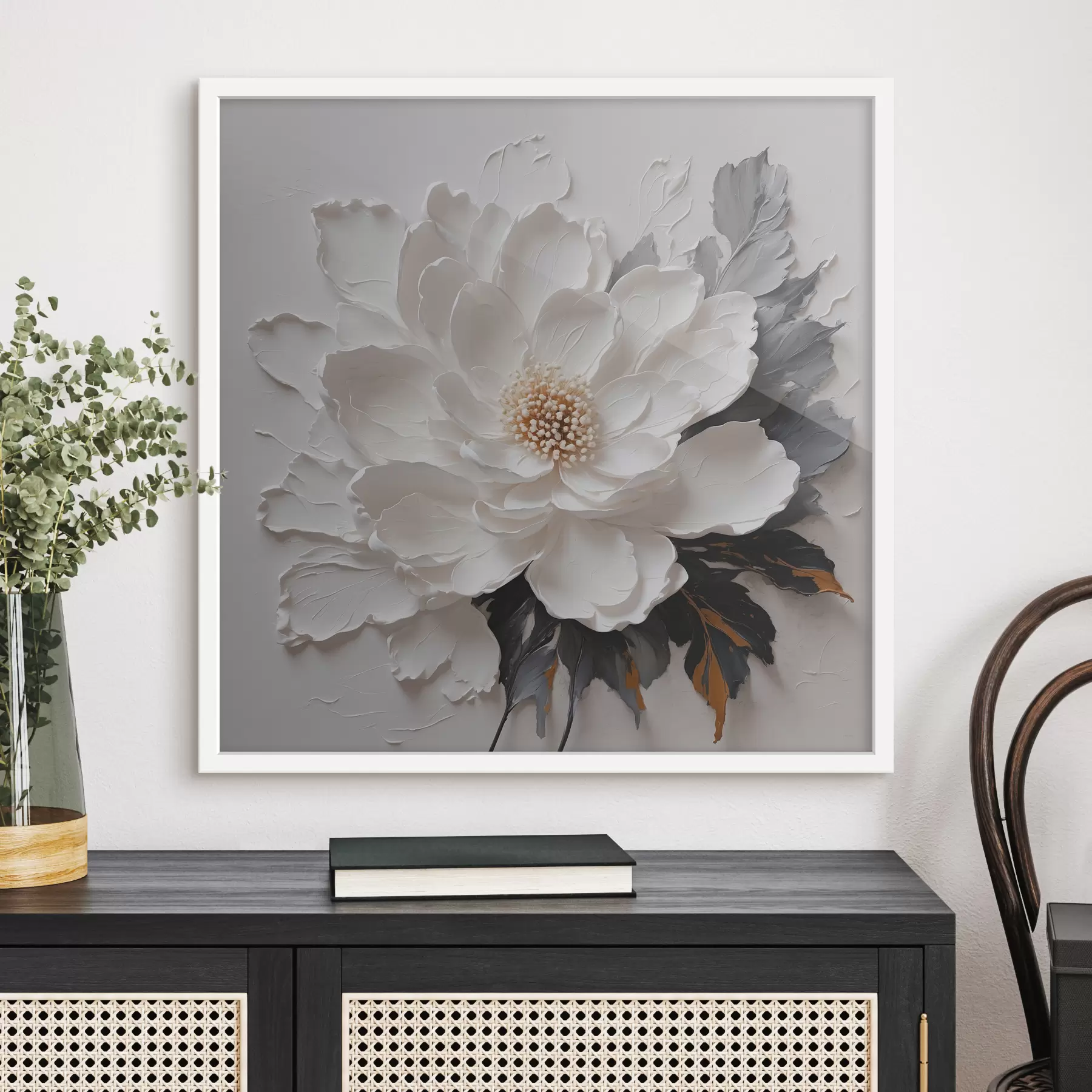 Papier peint Fleur blanche sur fond d'huile f38304