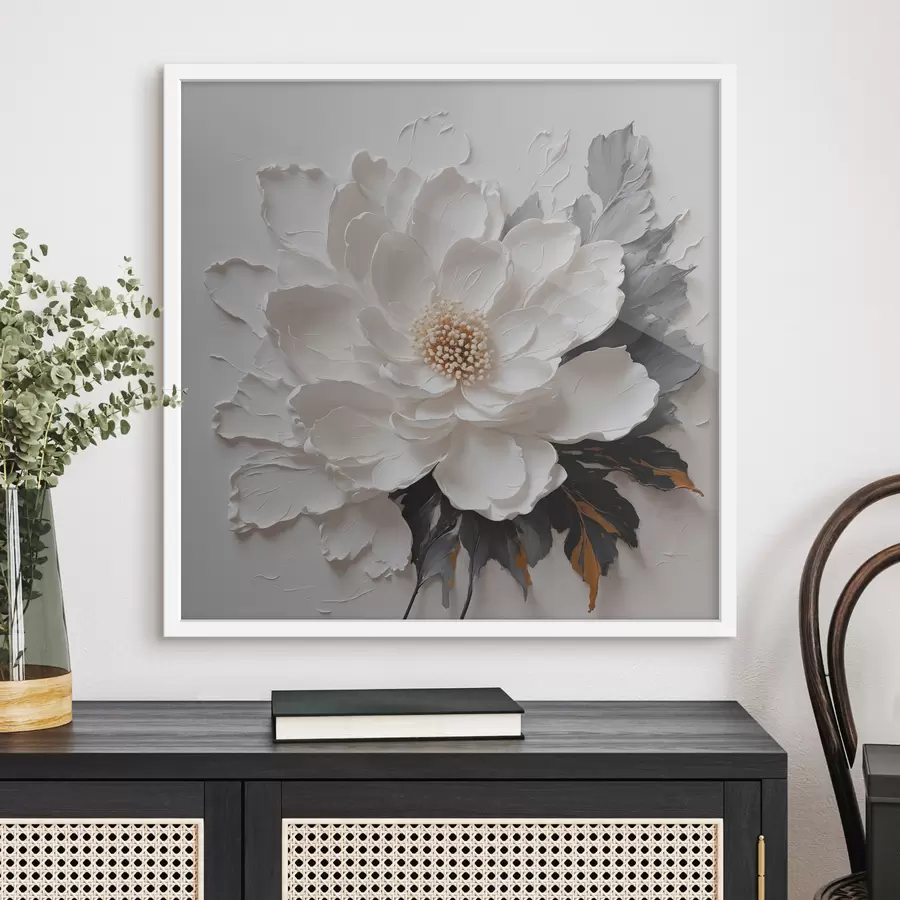 Papier peint Fleur blanche sur fond d'huile f38304