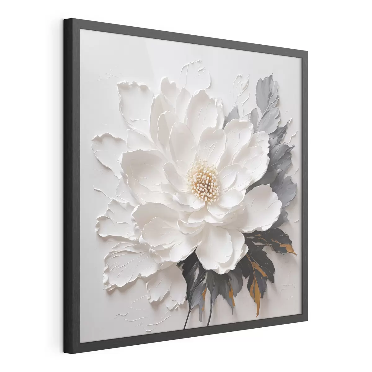 Poster Fleur blanche sur fond d'huile f38304