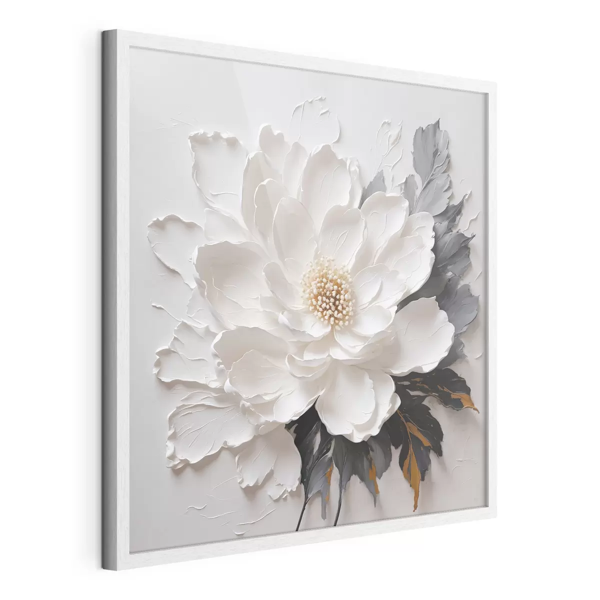 Poster Fleur blanche sur fond d'huile f38304