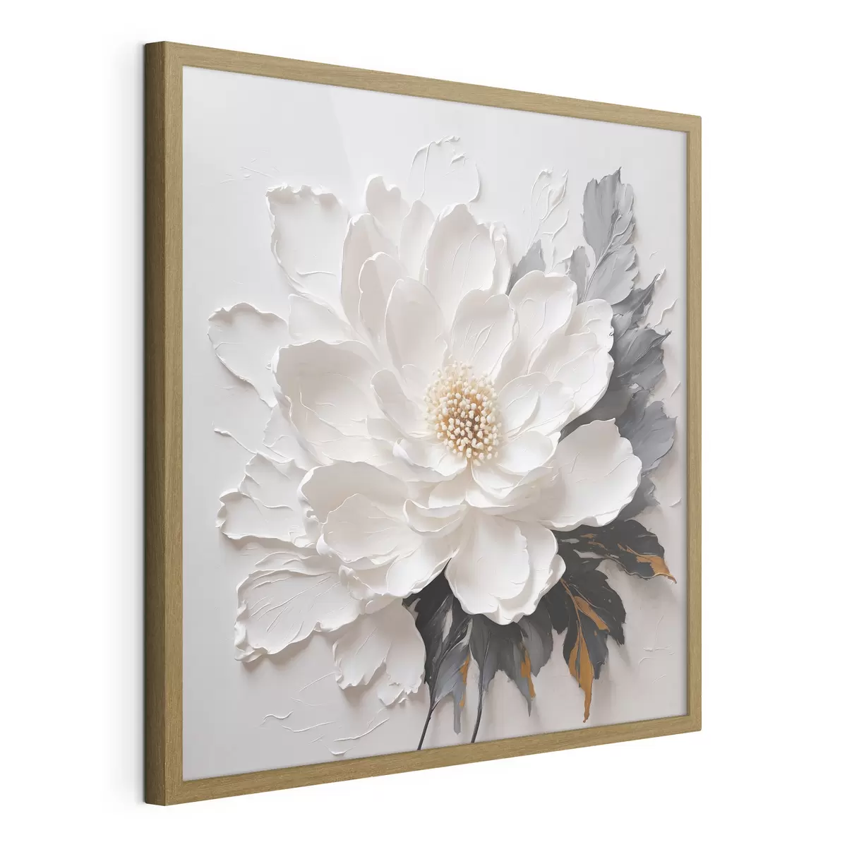 Poster Fleur blanche sur fond d'huile f38304
