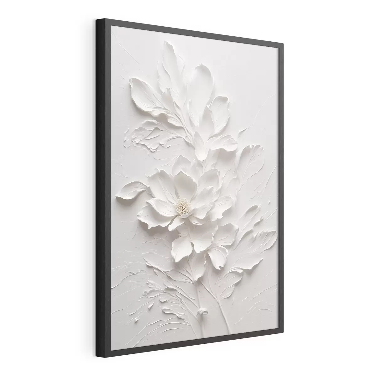Poster Fleur blanche sur fond blanc dans l'huile f38305