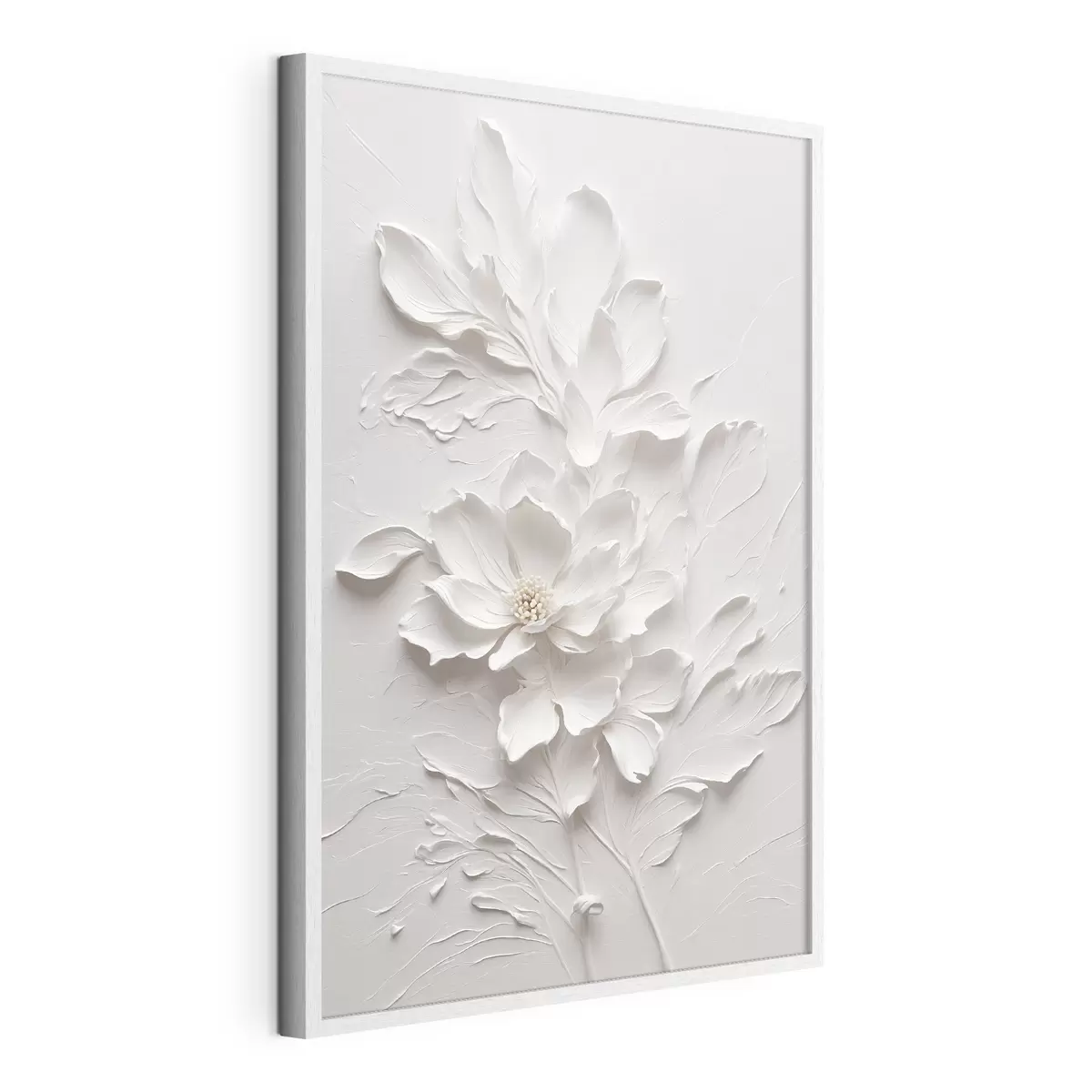 Poster Fleur blanche sur fond blanc dans l'huile f38305