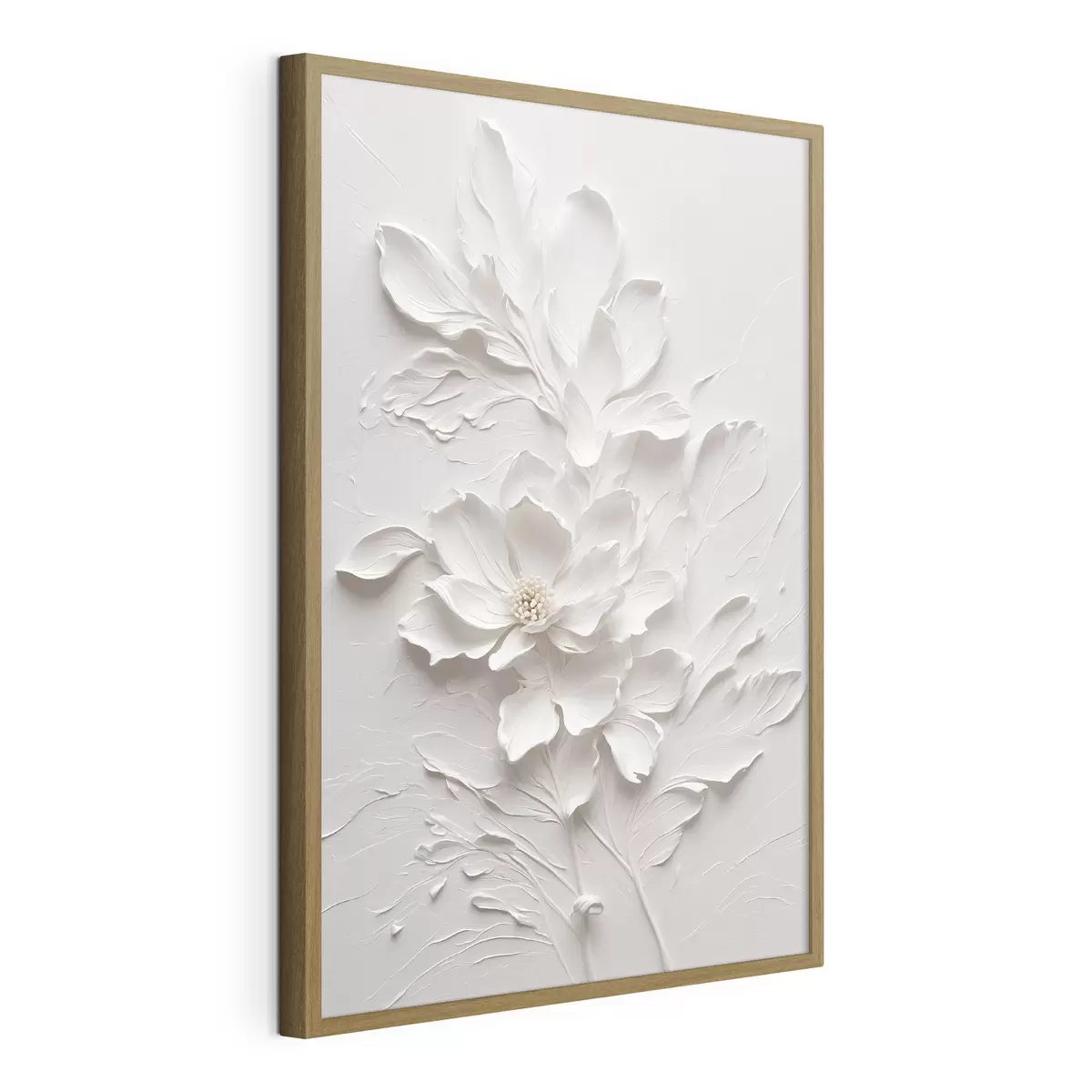Poster Fleur blanche sur fond blanc dans l'huile f38305