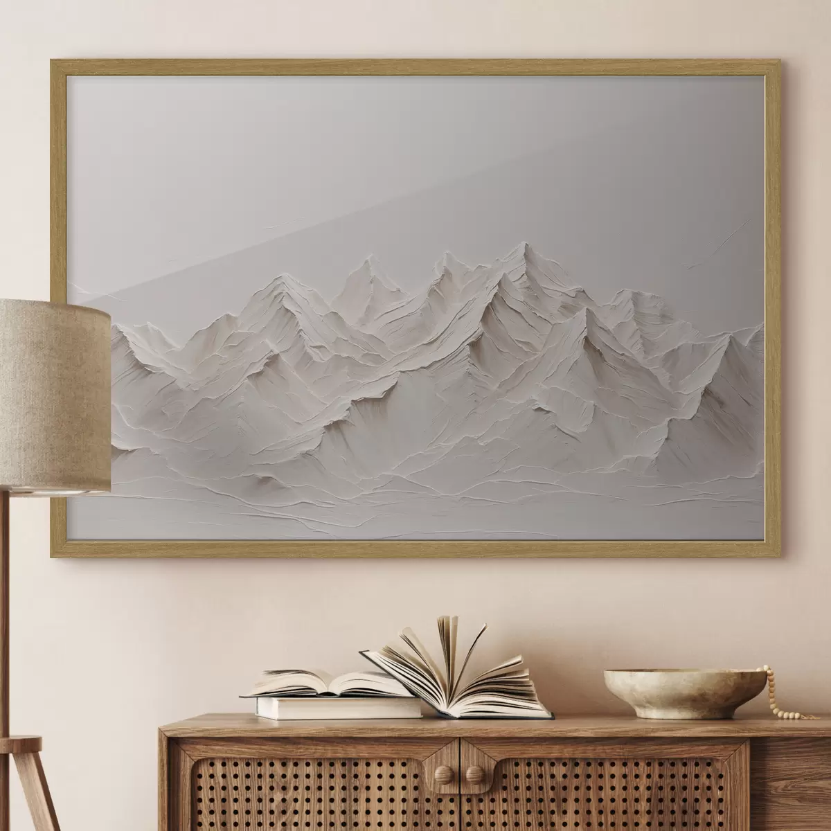 Poster Montagnes blanches à l'acrylique f38306