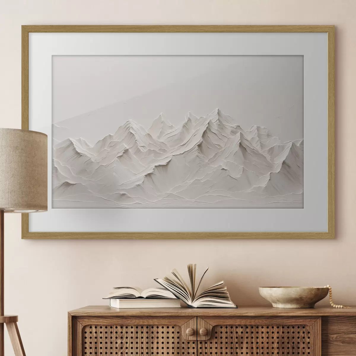 Poster Montagnes blanches à l'acrylique f38306