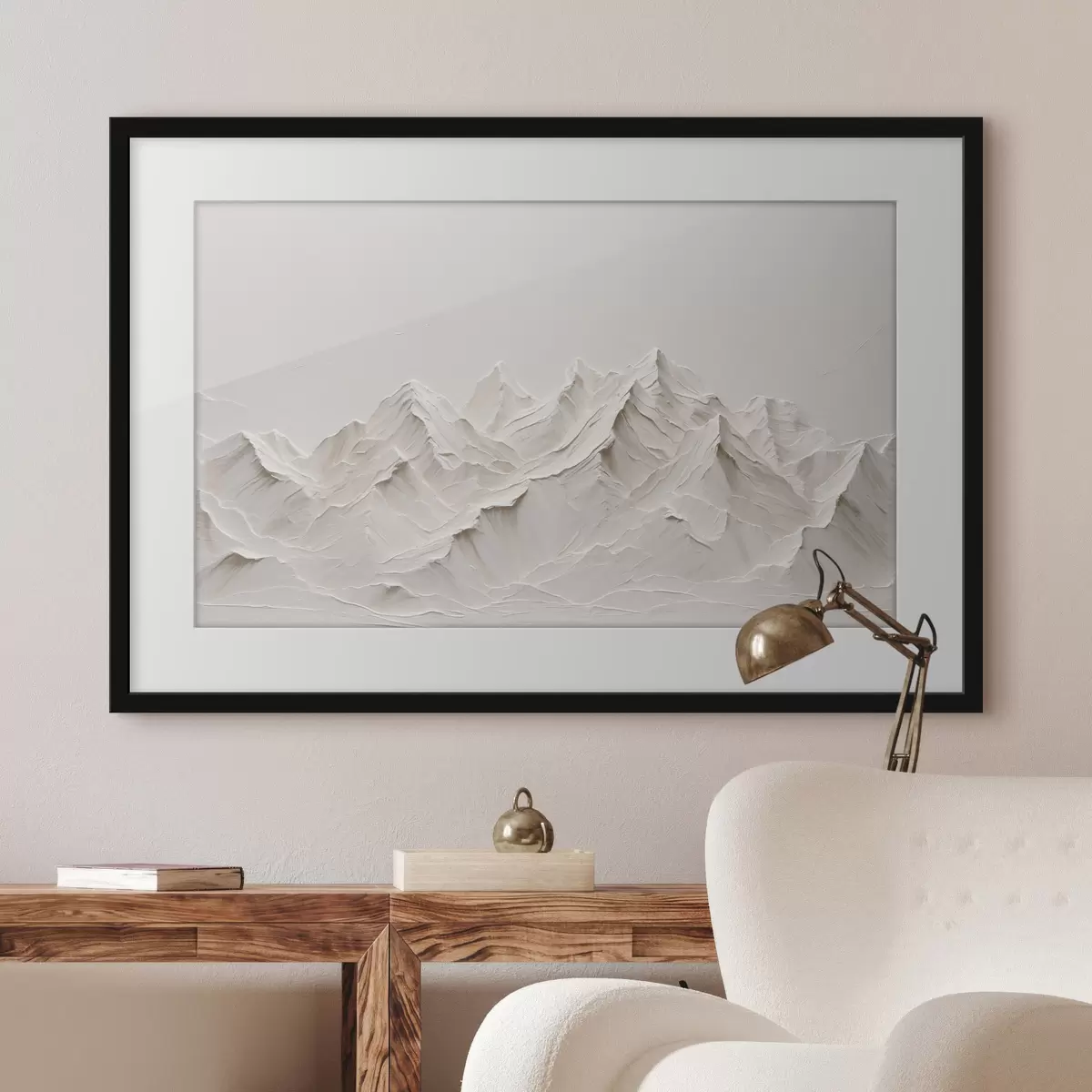 Poster Montagnes blanches à l'acrylique f38306
