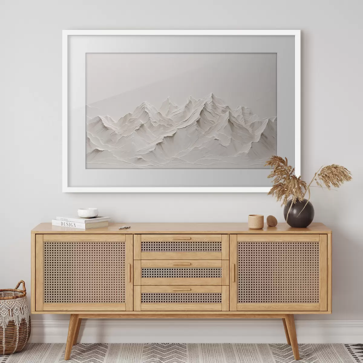 Poster Montagnes blanches à l'acrylique f38306