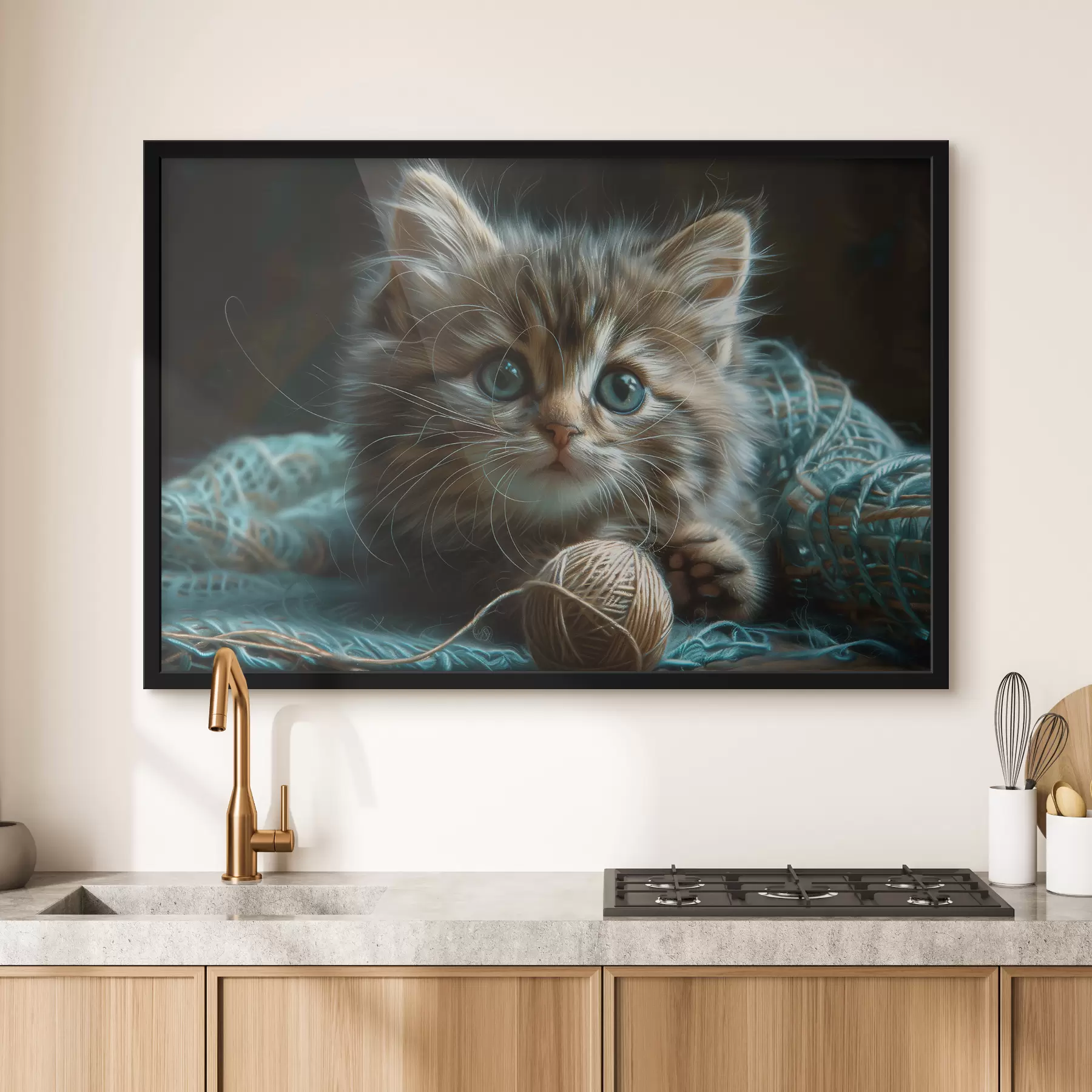 Tableau Chaton et pelote de fil f38464