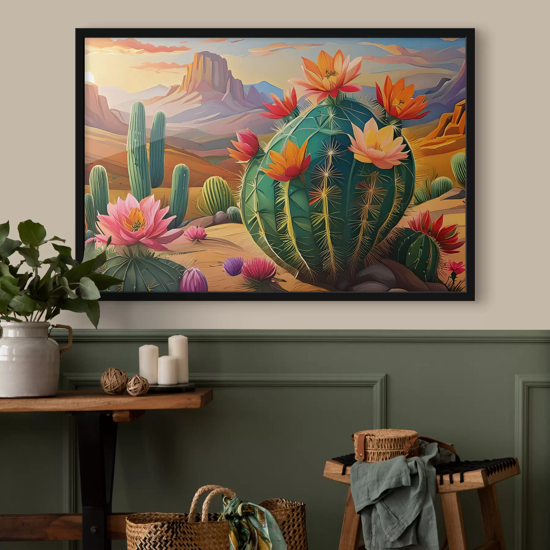 Tableau gros cactus avec des fleurs f38607