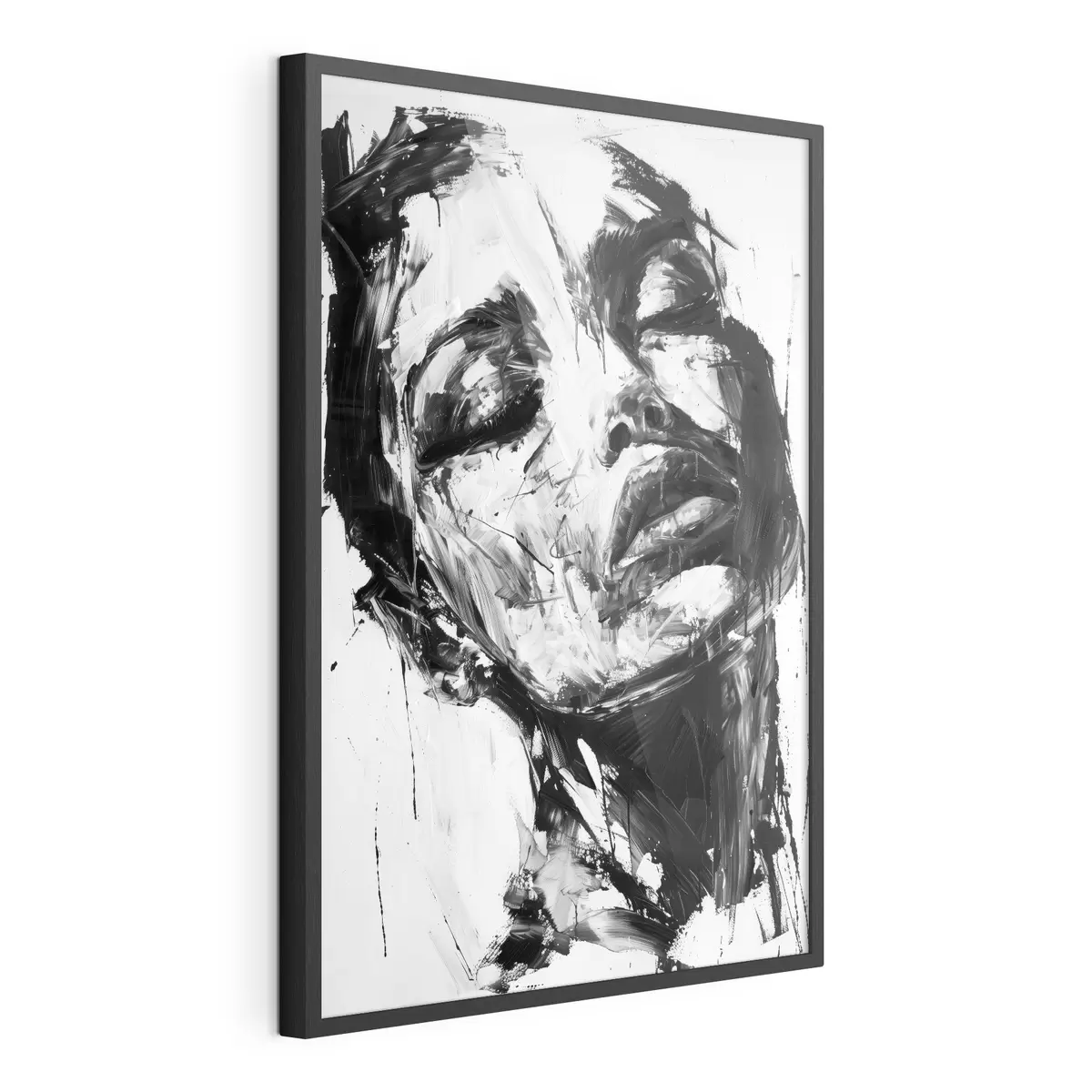Poster Portrait d'une femme avec des coups de pinceau noirs f38641