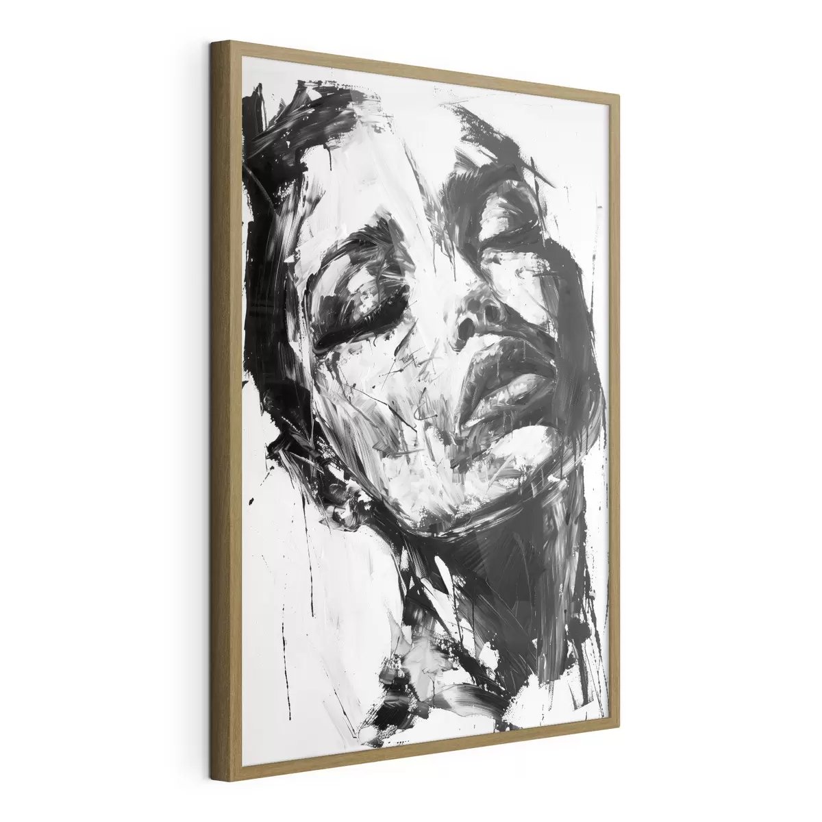 Poster Portrait d'une femme avec des coups de pinceau noirs f38641
