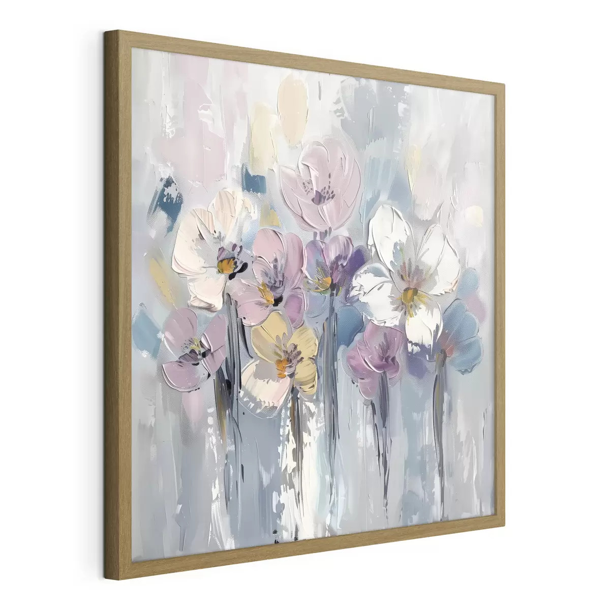 Poster Bouquet pastel sur fond bleu f38643
