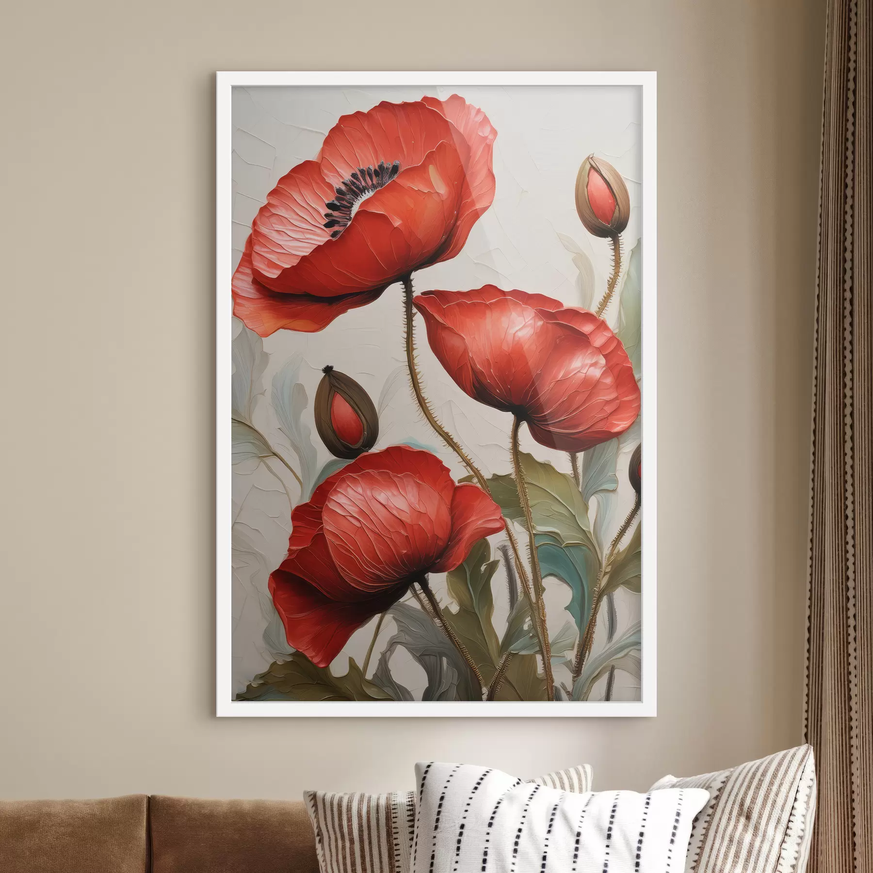 Papier peint Beaux coquelicots rouges avec des peintures à l'huile f38734