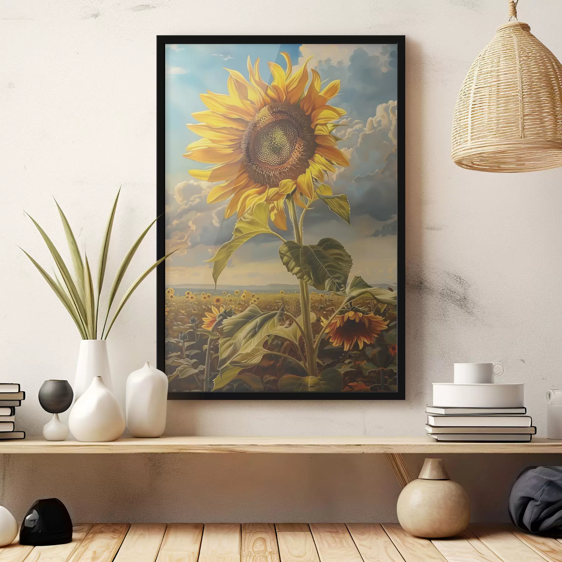 Papier peint Grand tournesol dans le champ f38753