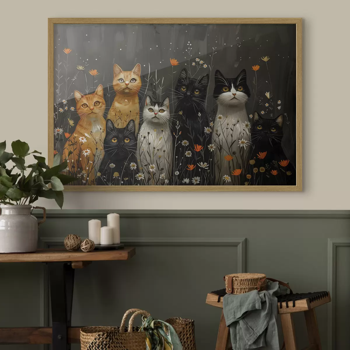 Poster Chats en fleurs f38798