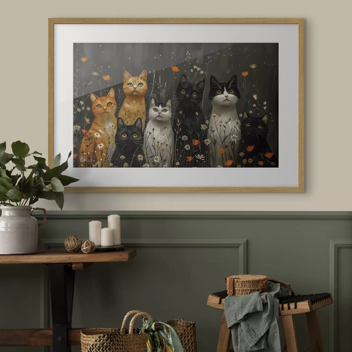 Poster Chats en fleurs f38798