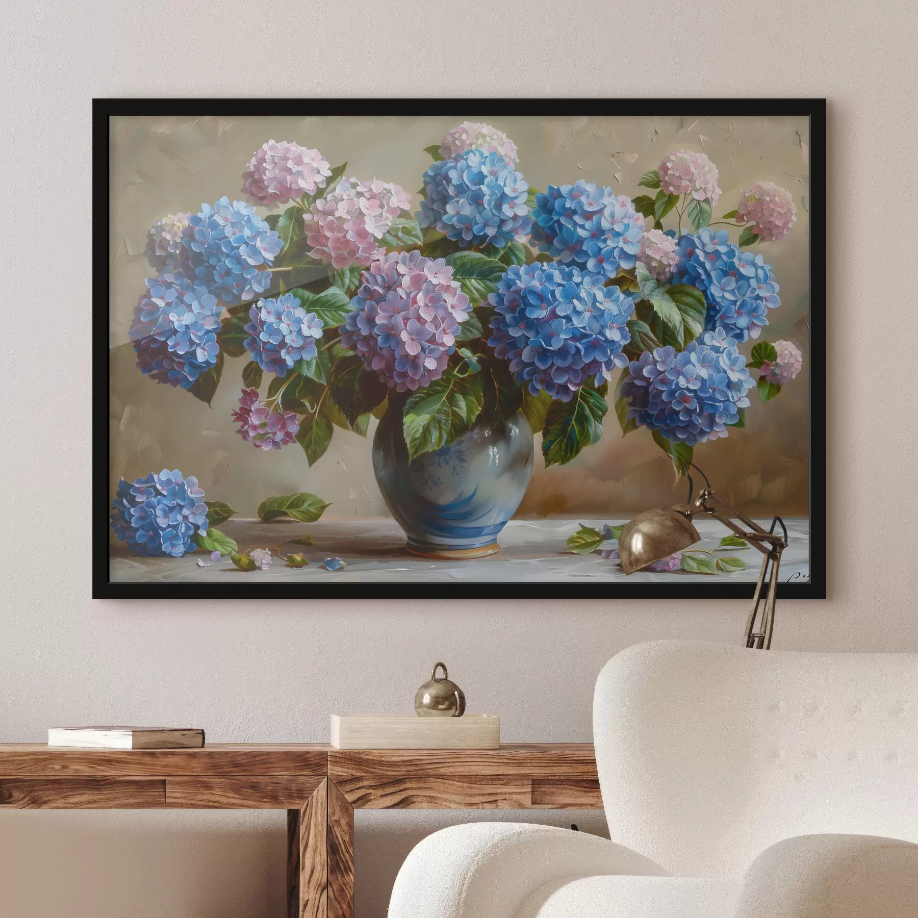 Papier peint Bouquet luxuriant d'hortensias f38699