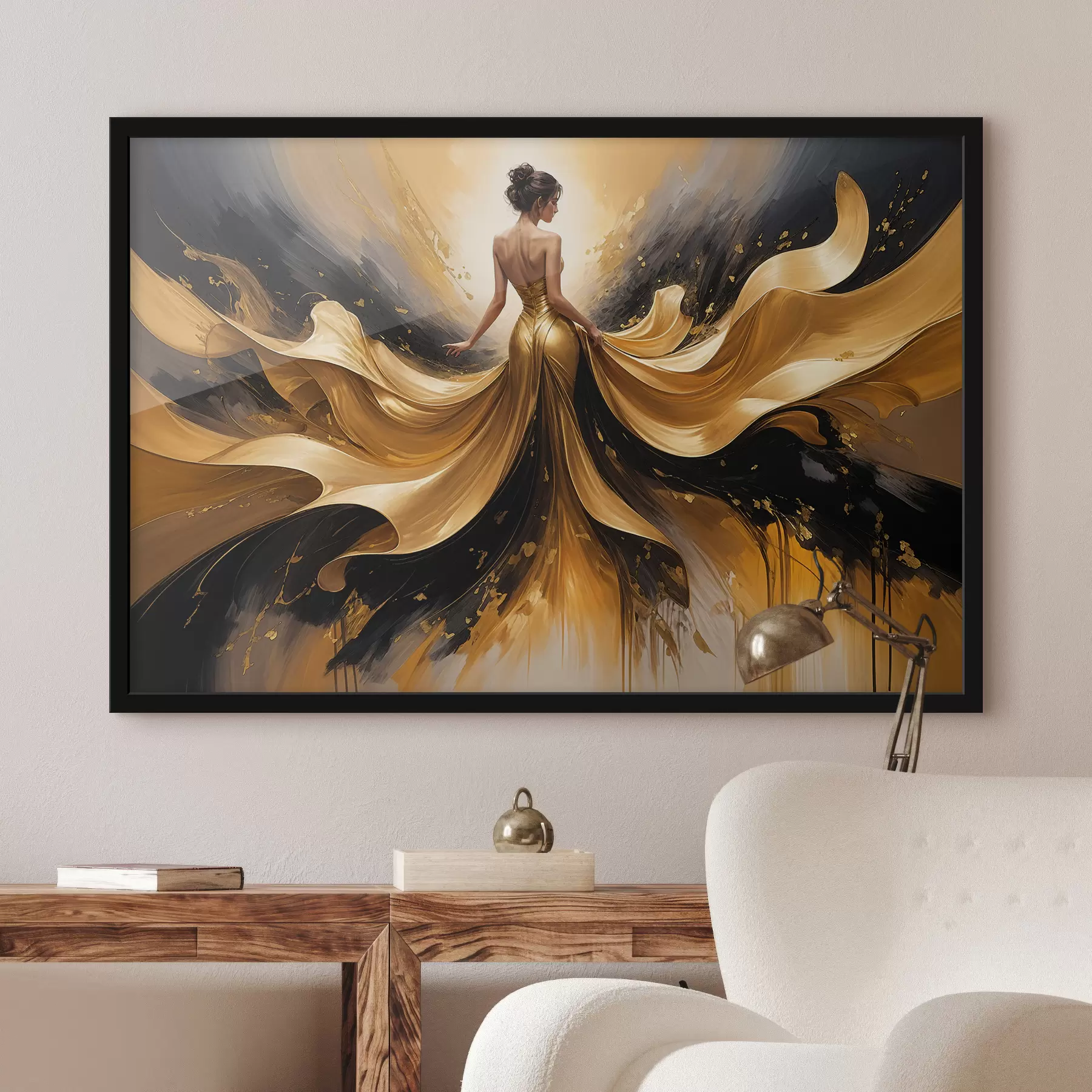 Papier peint Un bouquet de lys blancs dans un vase en céramique bleu et blanc sur fond bleu peinture à l'huile nature morte f38820