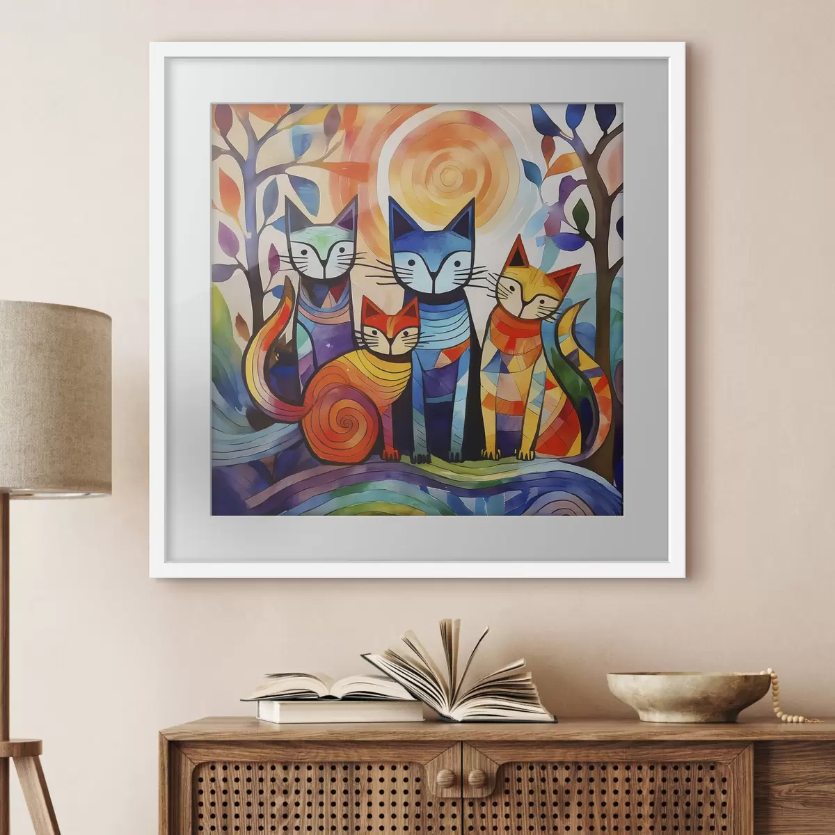 Poster Quatre chats en couleurs f38815