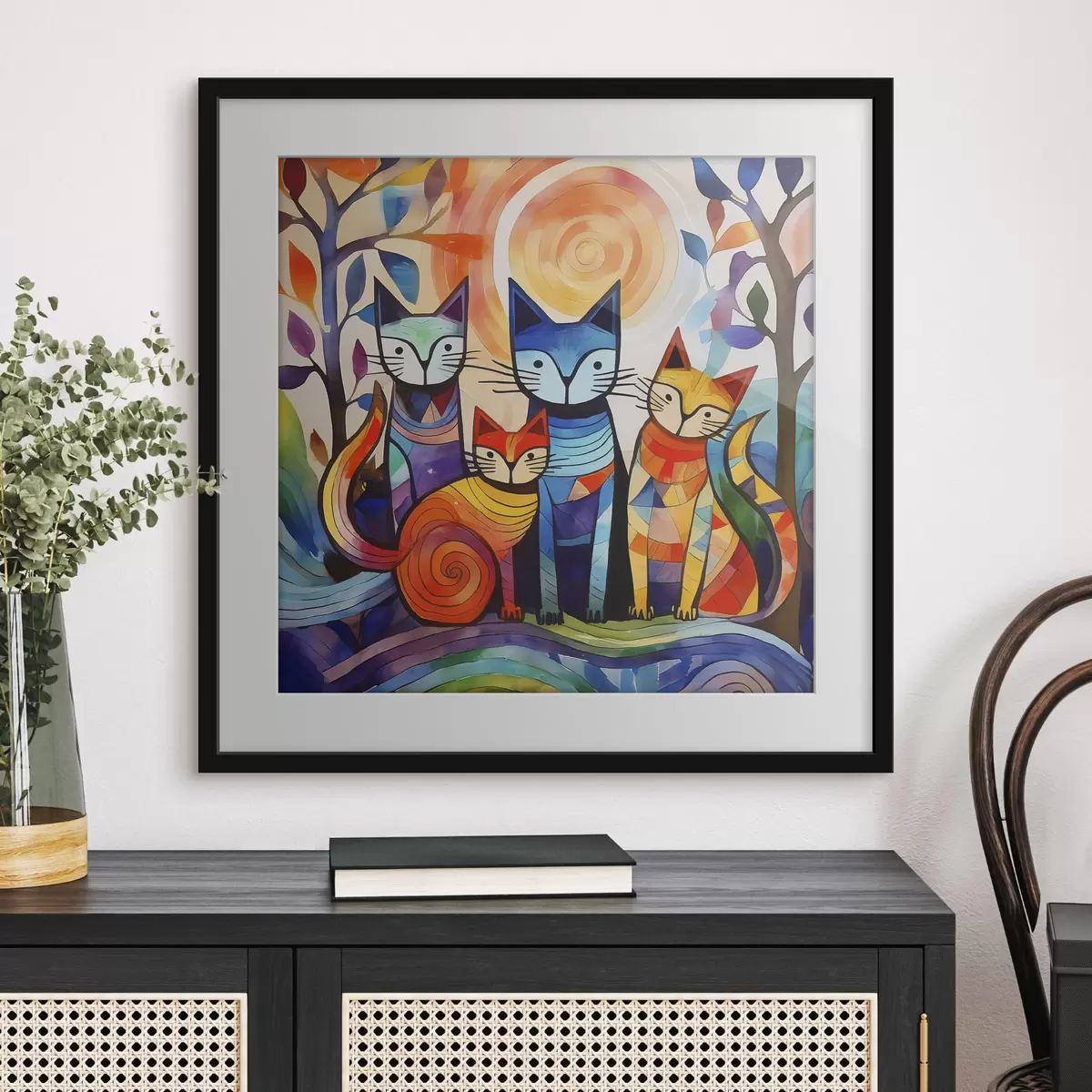 Poster Quatre chats en couleurs f38815