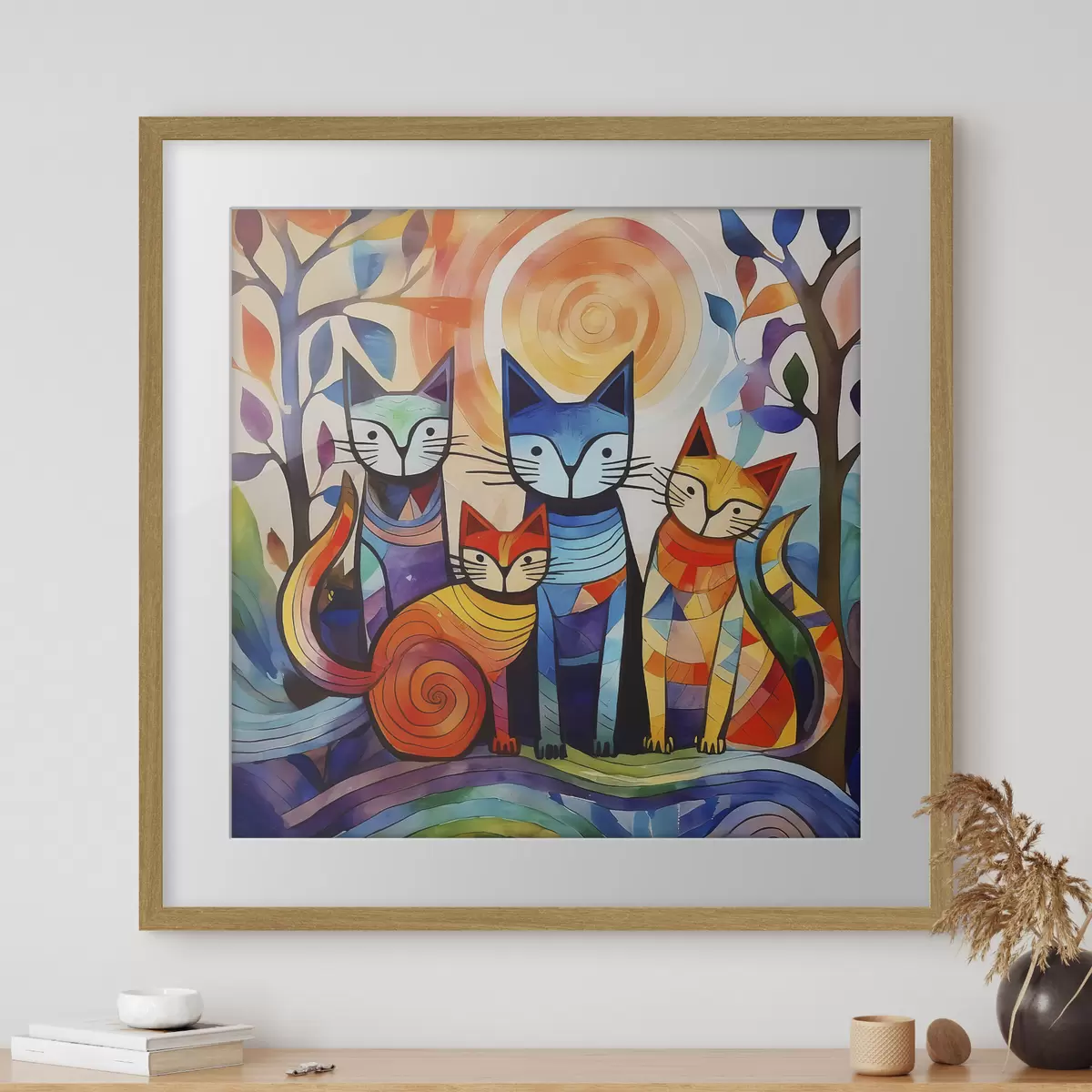 Poster Quatre chats en couleurs f38815