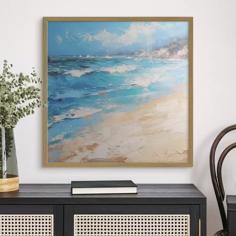 Papier peint Mer, vagues, plage, sable, peinture à l'huile, abstraction, paysage, paysage f38910