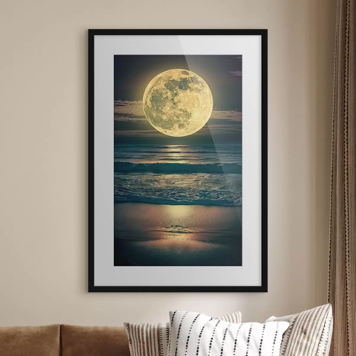 Poster Grande lune au-dessus de l'océan f38865