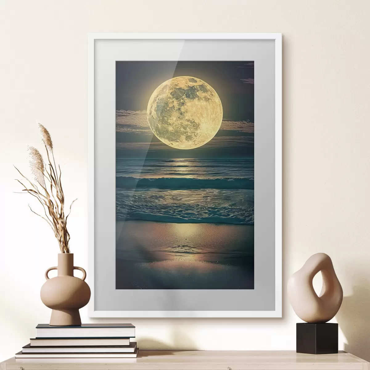 Poster Grande lune au-dessus de l'océan f38865