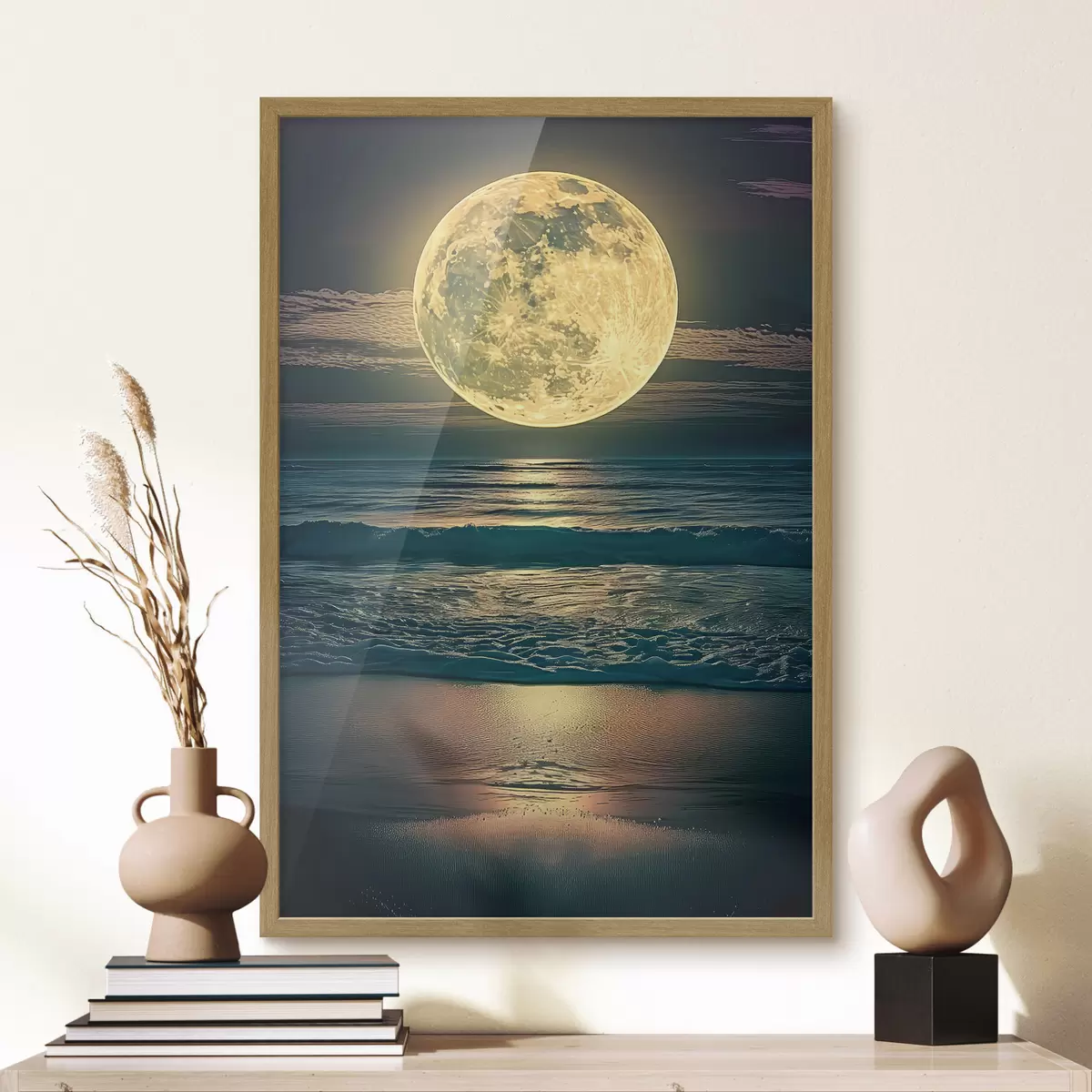 Poster Grande lune au-dessus de l'océan f38865