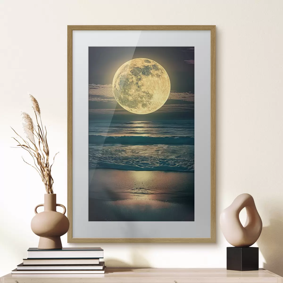 Poster Grande lune au-dessus de l'océan f38865