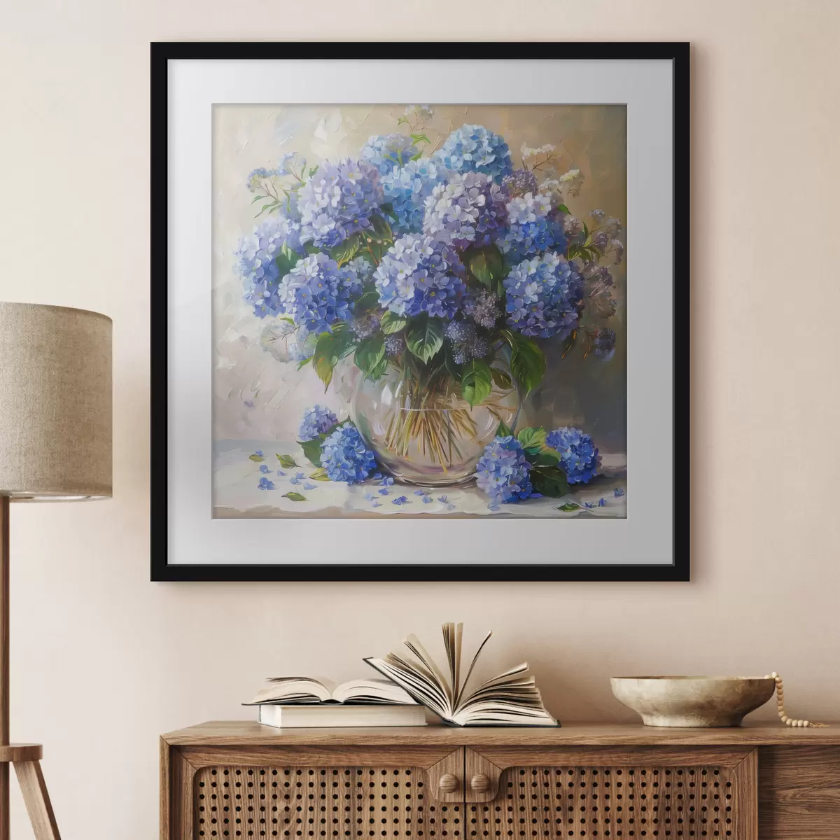 Poster Hortensias bleus sur la table f38709
