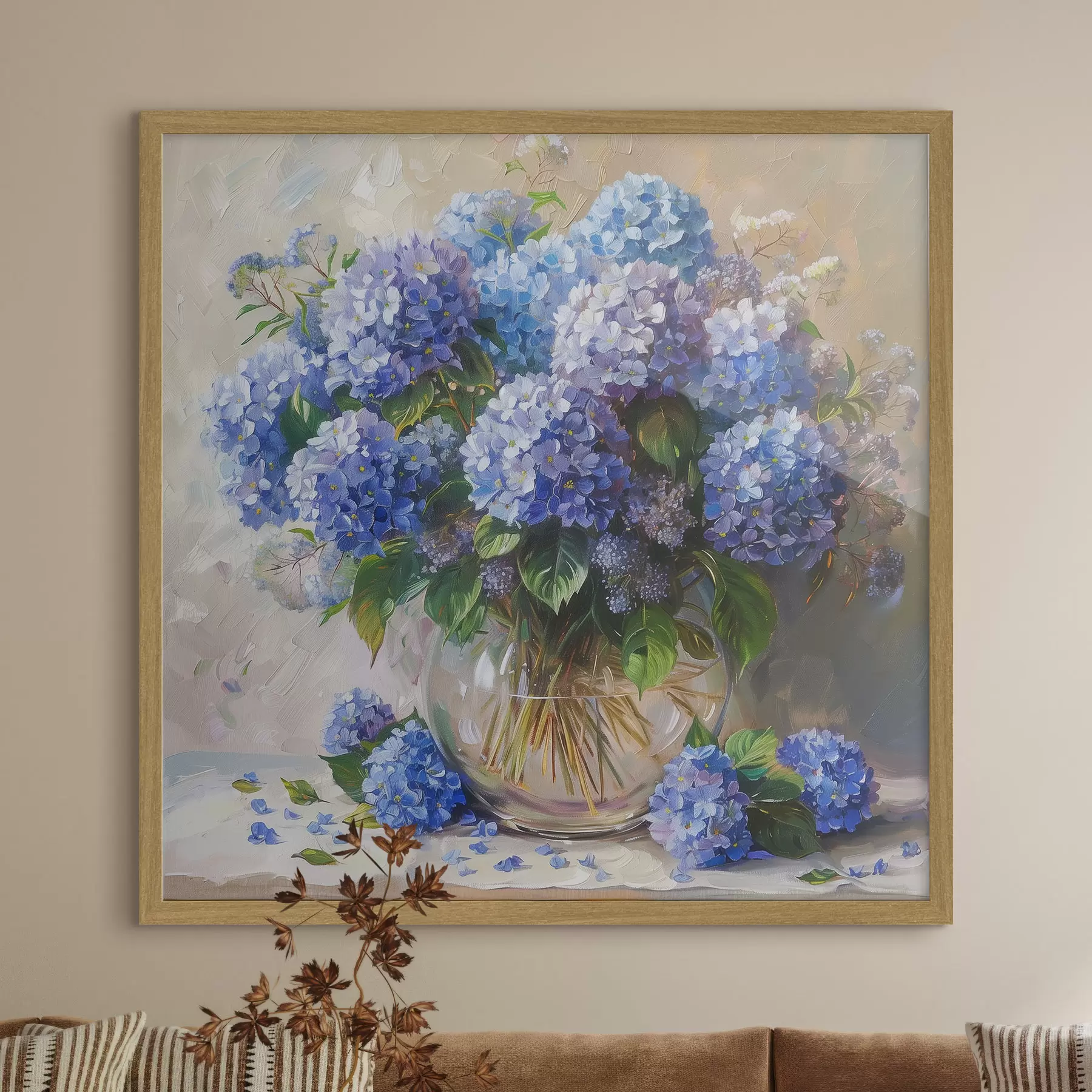 Papier peint Hortensias bleus sur la table f38709
