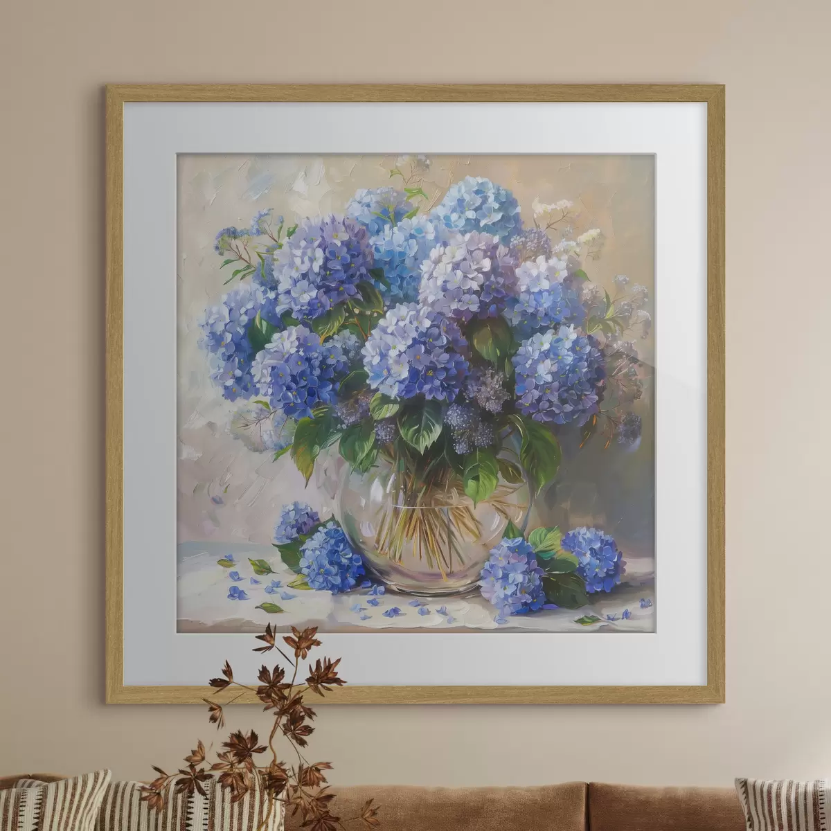 Poster Hortensias bleus sur la table f38709
