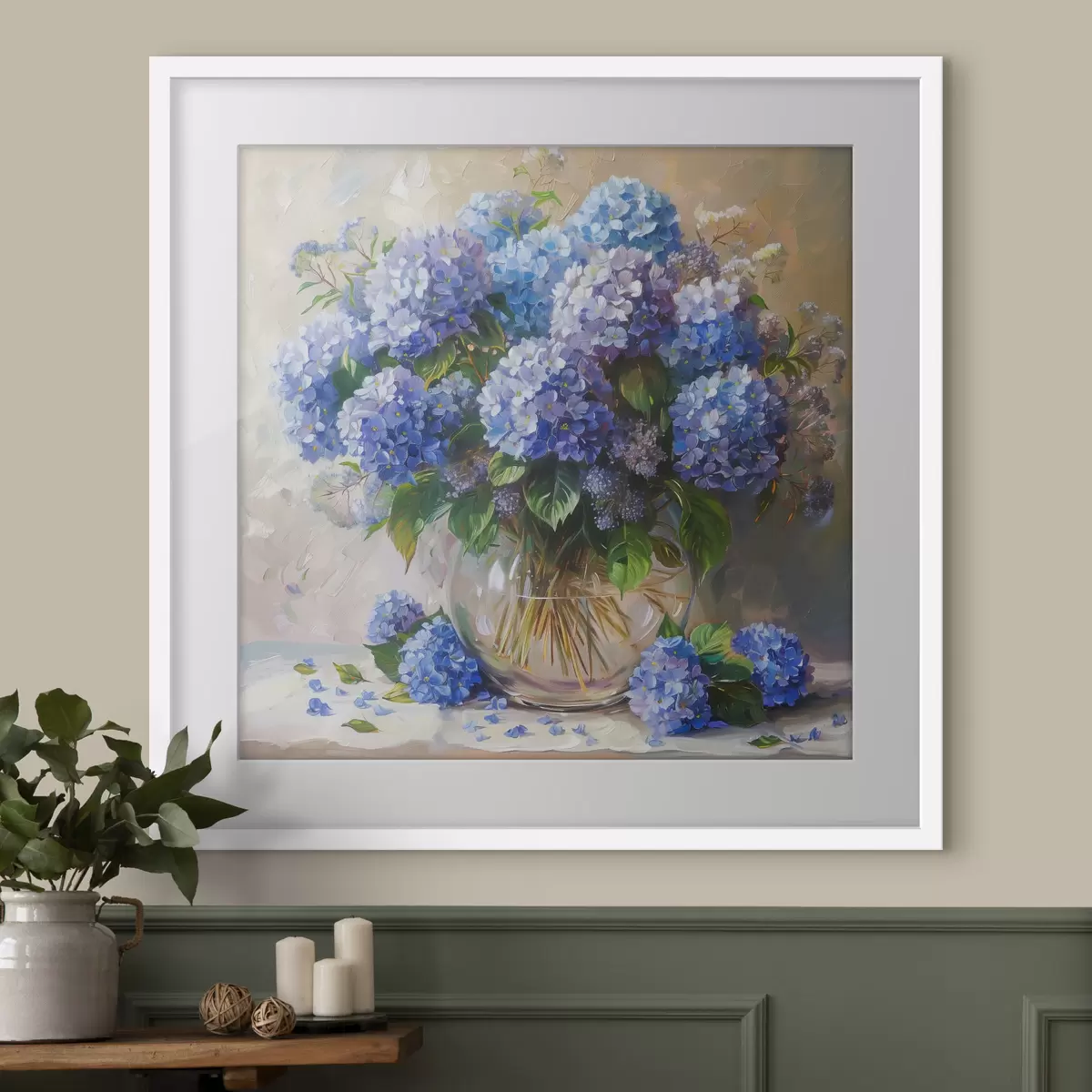 Poster Hortensias bleus sur la table f38709