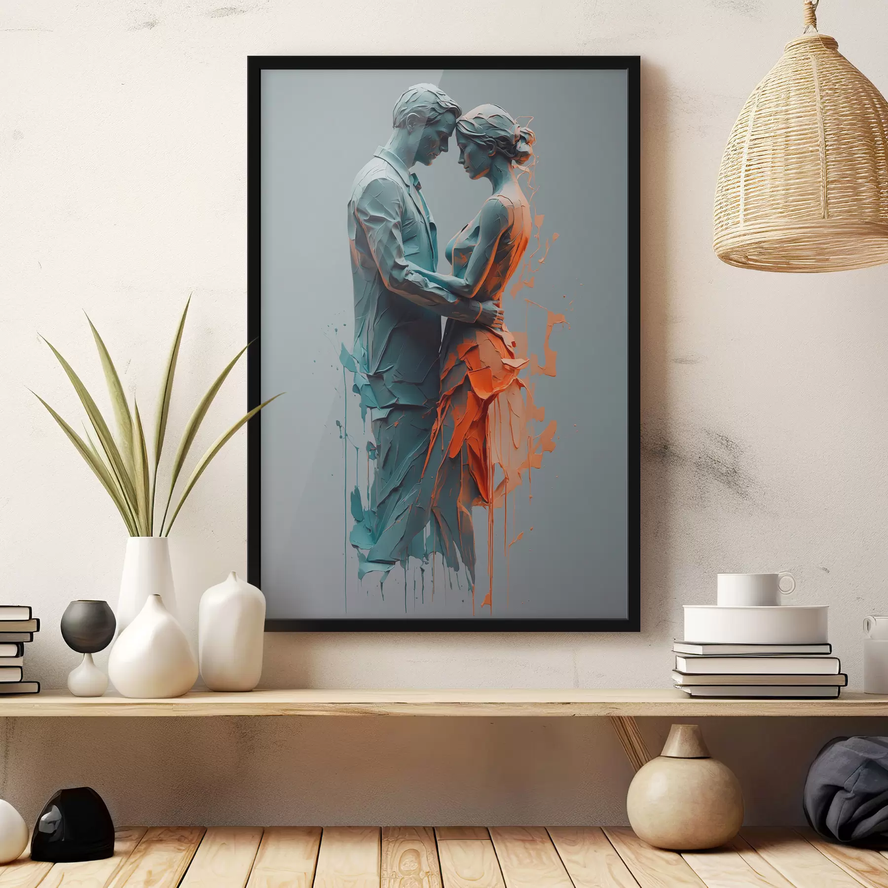 Tableau Couple abstrait en danse f38851