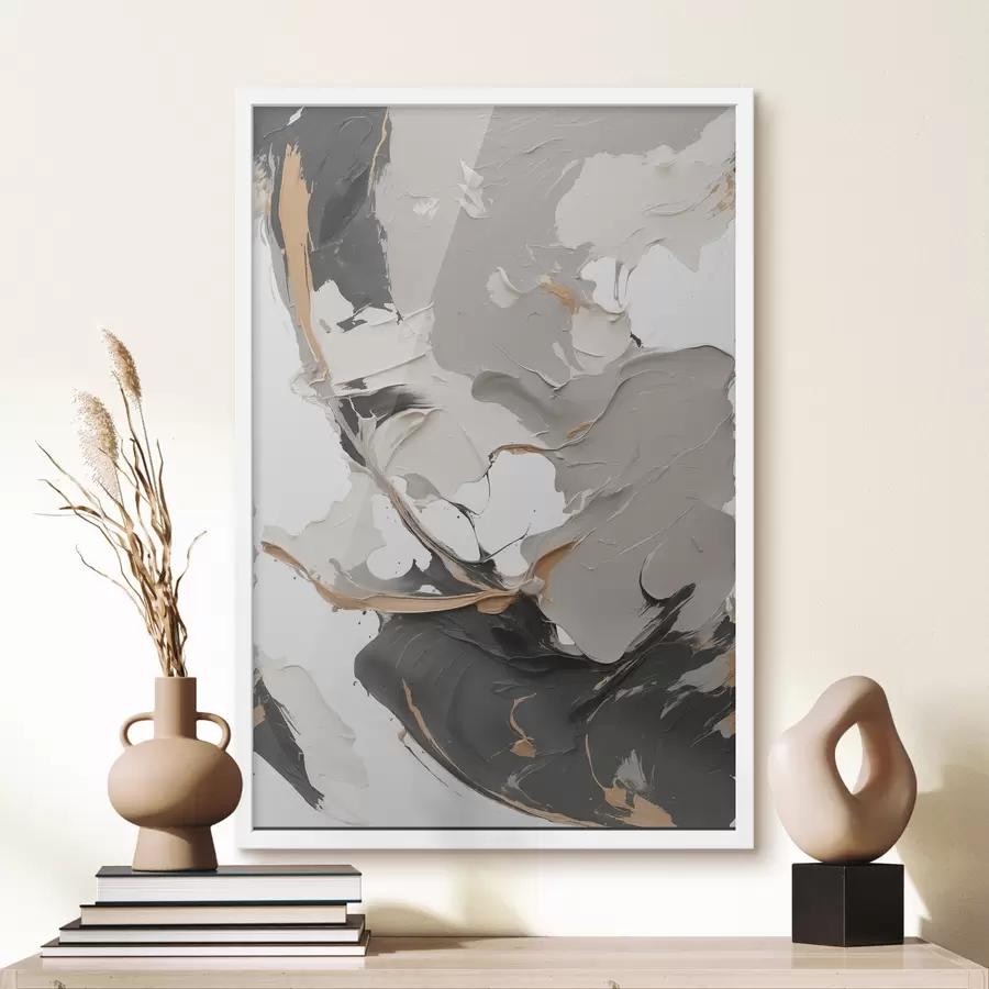 Papier peint Peinture abstraite aux couleurs blanc et gris f38855