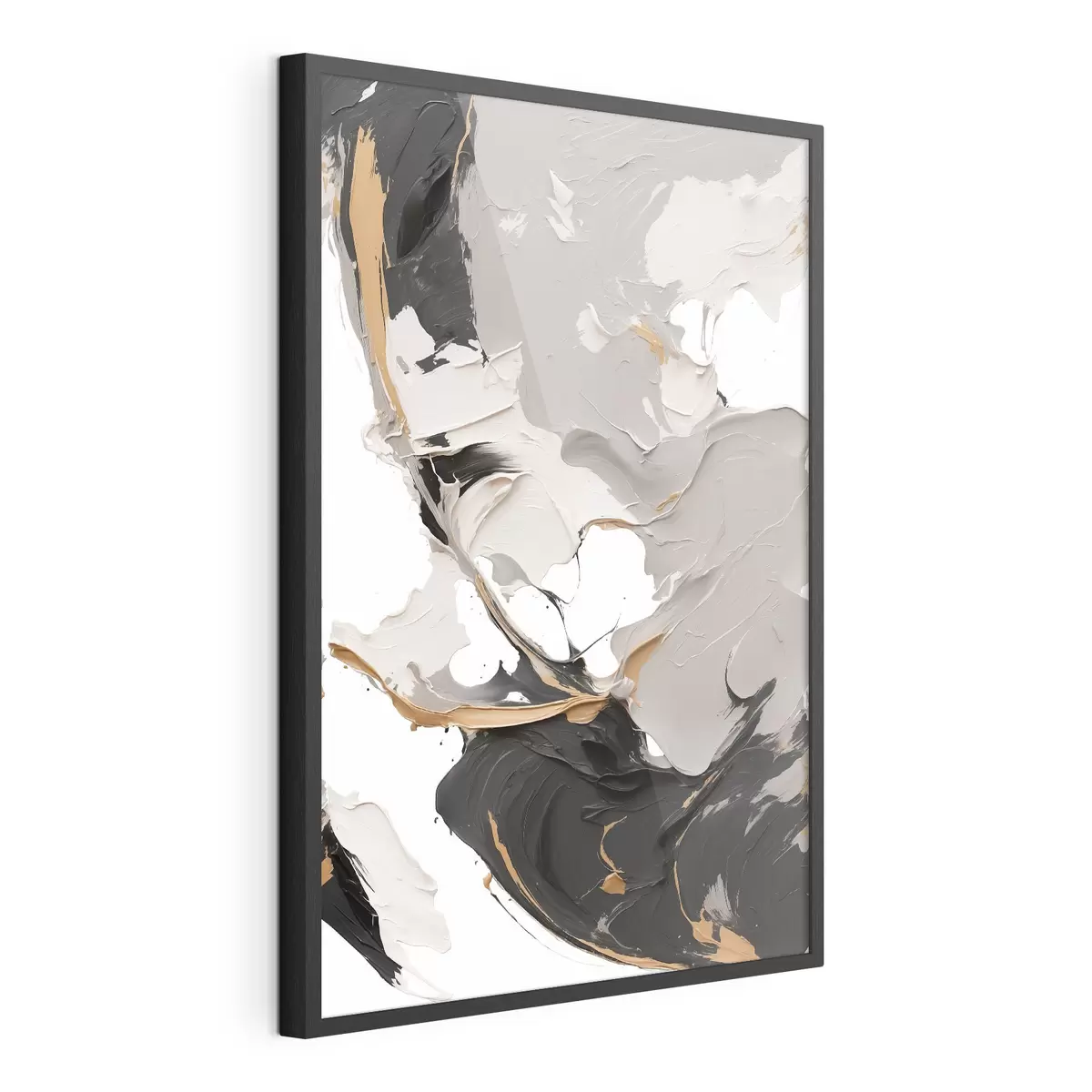 Poster Peinture abstraite aux couleurs blanc et gris f38855