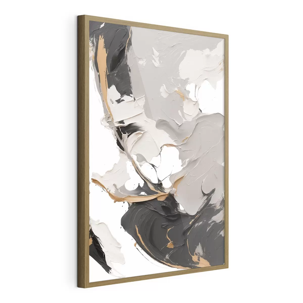Poster Peinture abstraite aux couleurs blanc et gris f38855