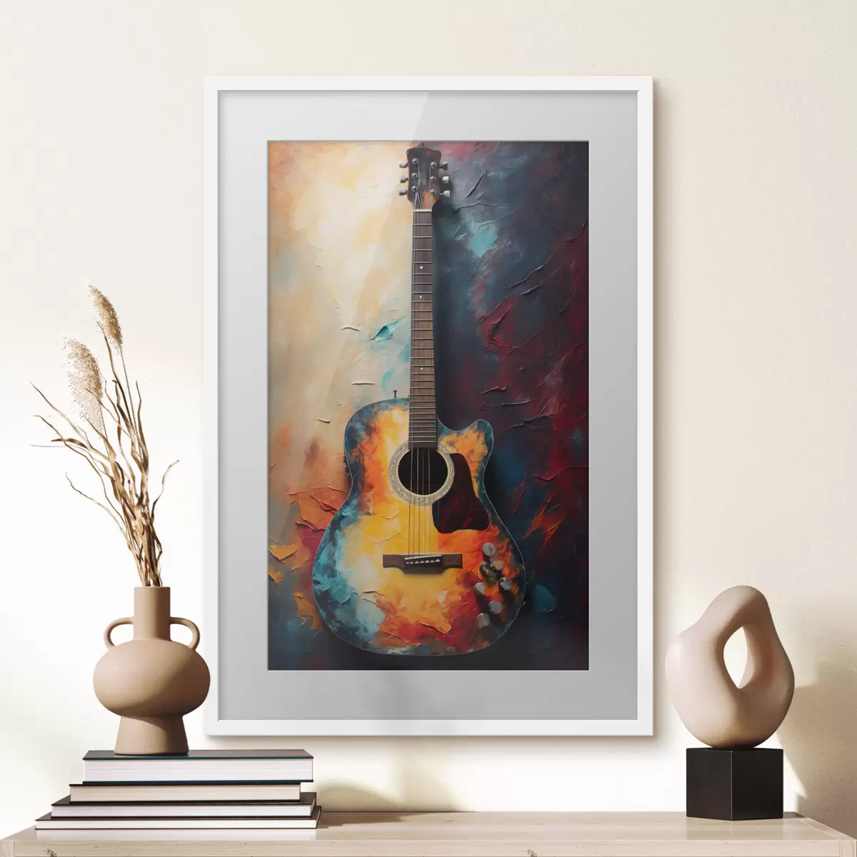 Poster Guitare aux couleurs vives f39002