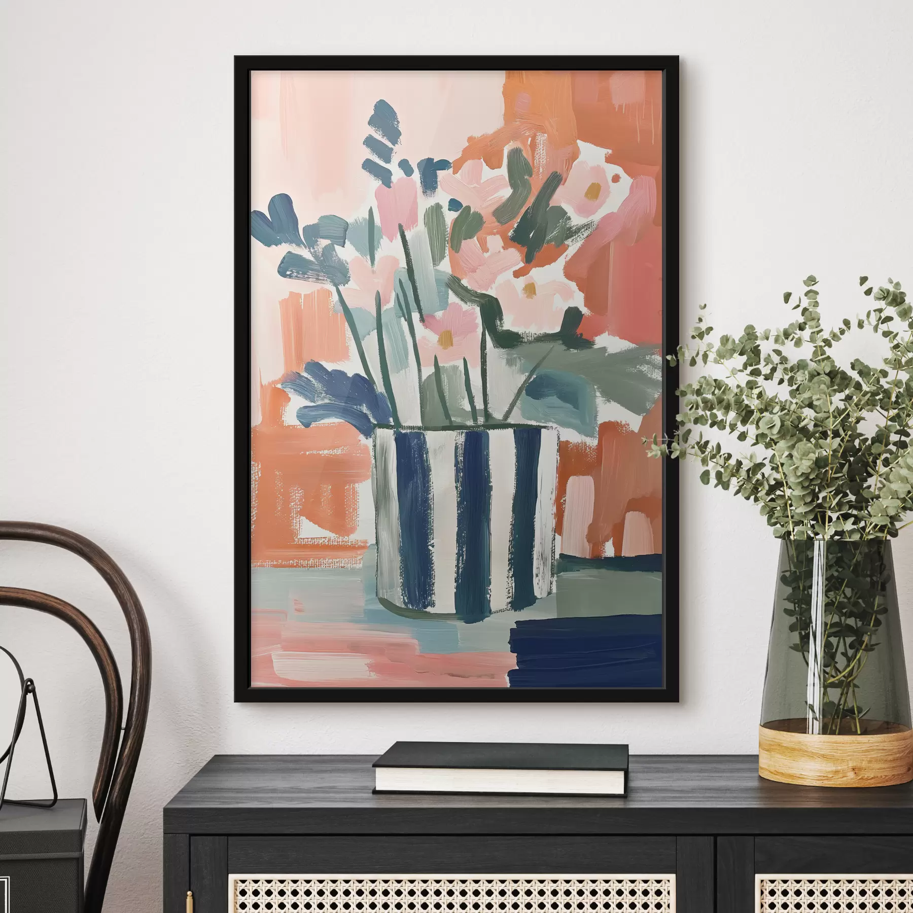 Papier peint Fleurs abstraites dans un vase, peintes à l'acrylique f39097