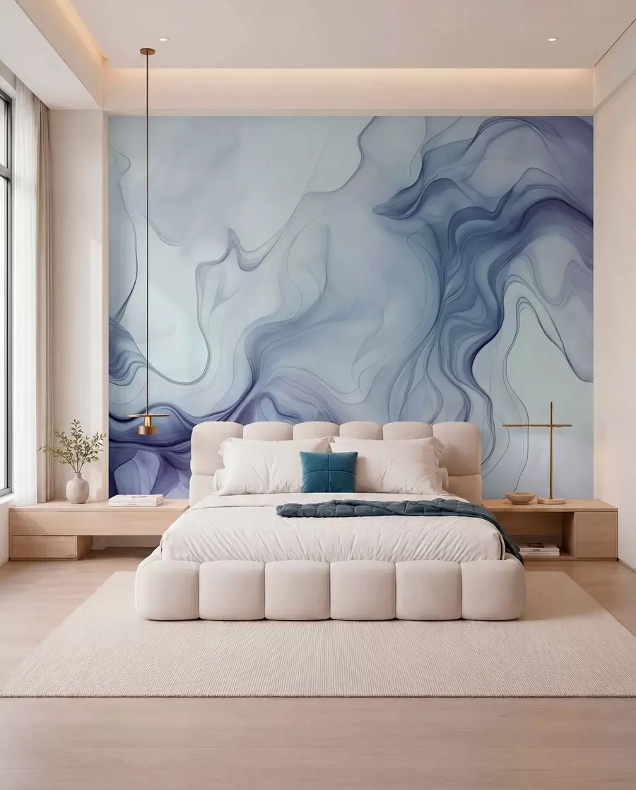 Papier peint Vagues abstraites colorées sur fond clair w01185v1
