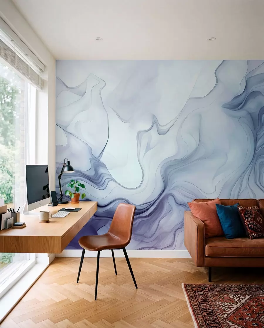 Papier peint Vagues abstraites colorées sur fond clair w01185v1