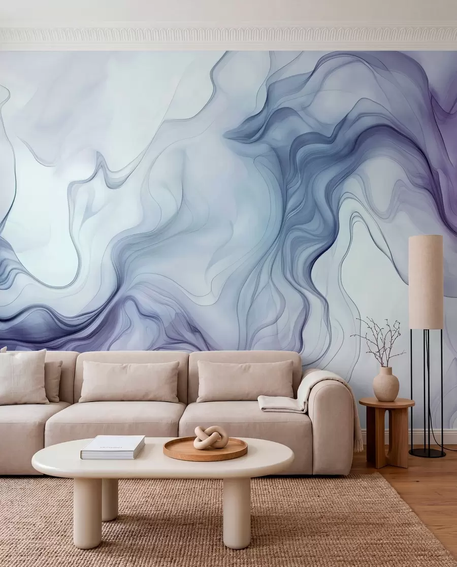 Papier peint Vagues abstraites colorées sur fond clair w01185v1