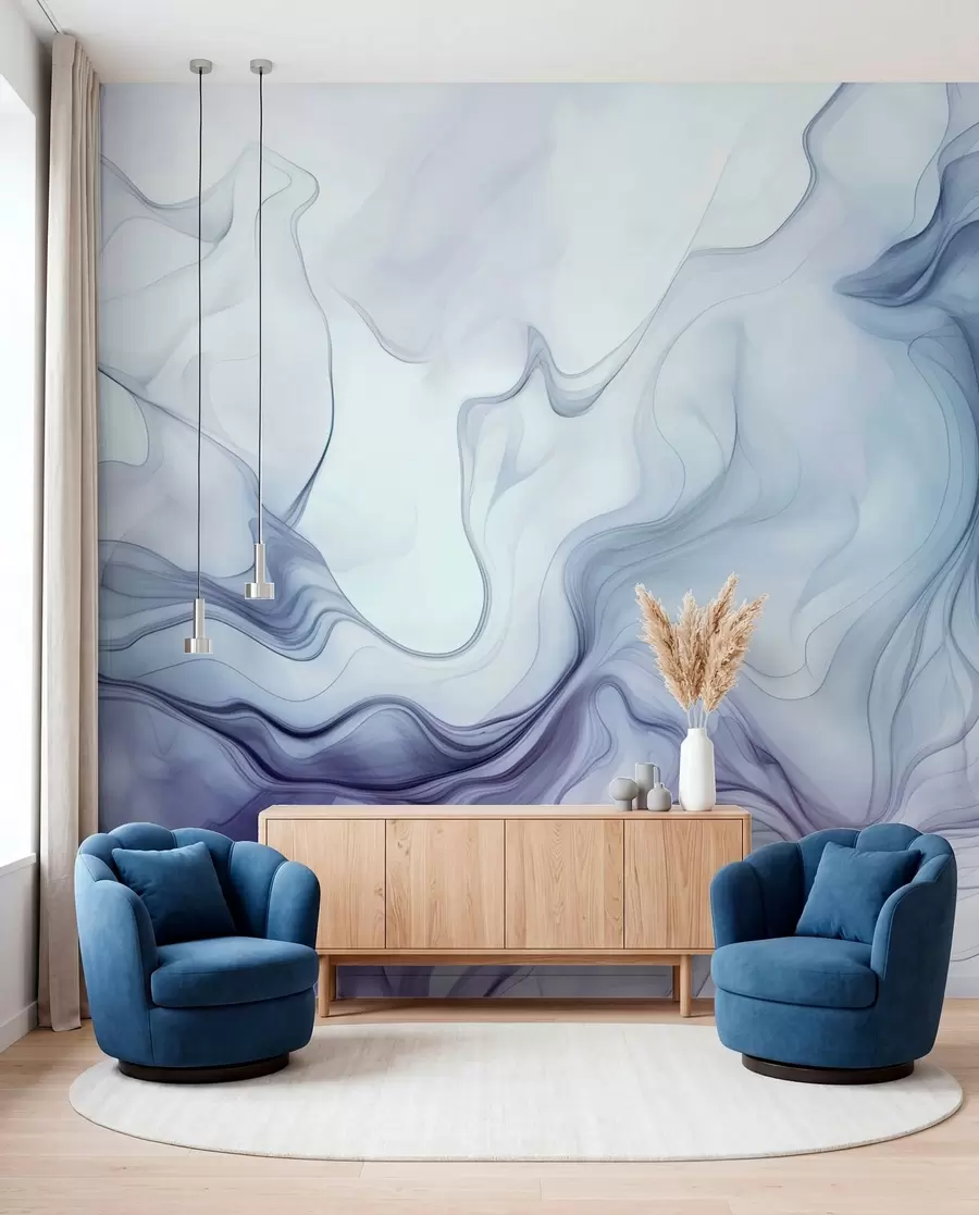 Papier peint Vagues abstraites colorées sur fond clair w01185v1